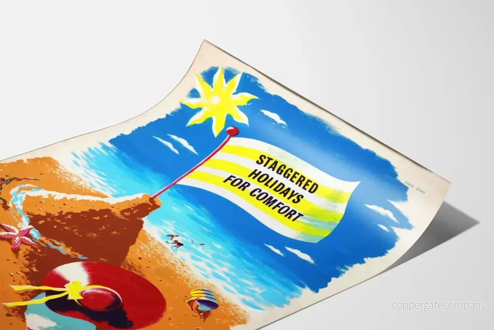 Vintageposter med semester, avvikande motiv, strand och komfort - Bild 3