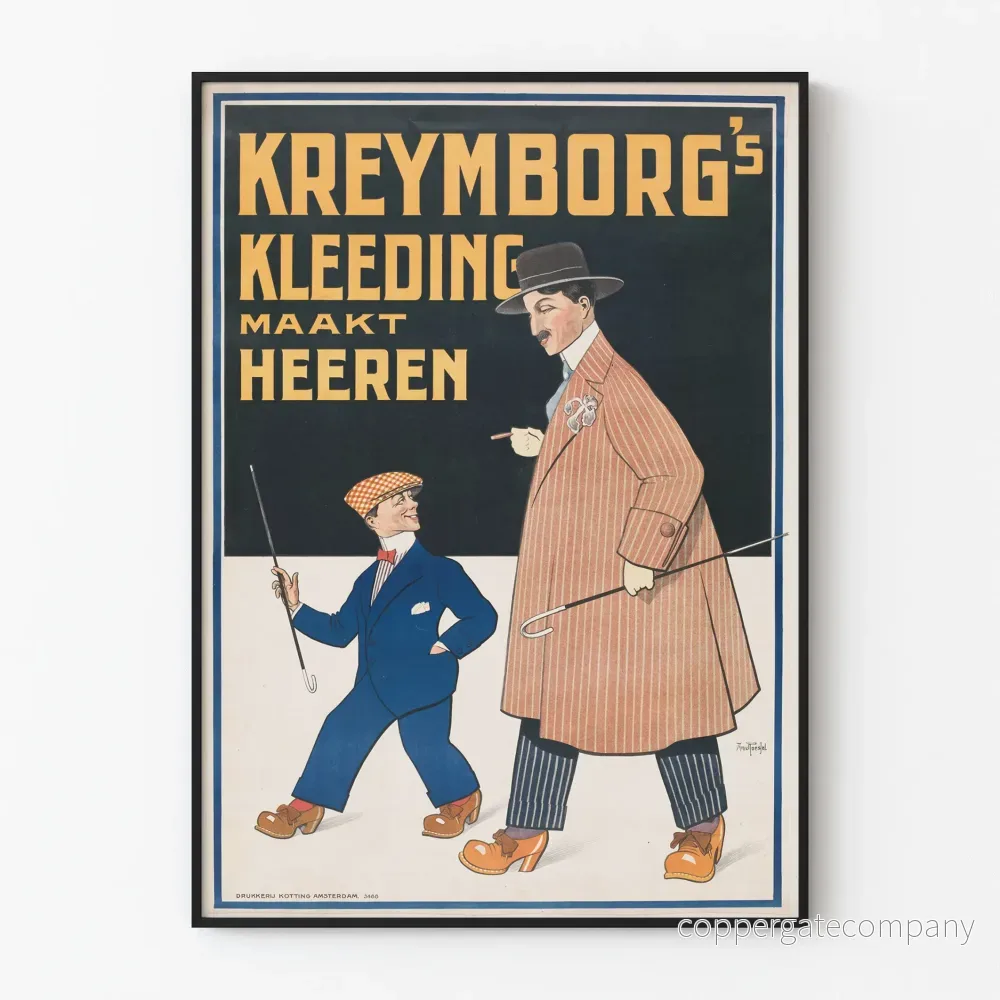 Vintageposter Kreymborg’s Kleeding för herrmode