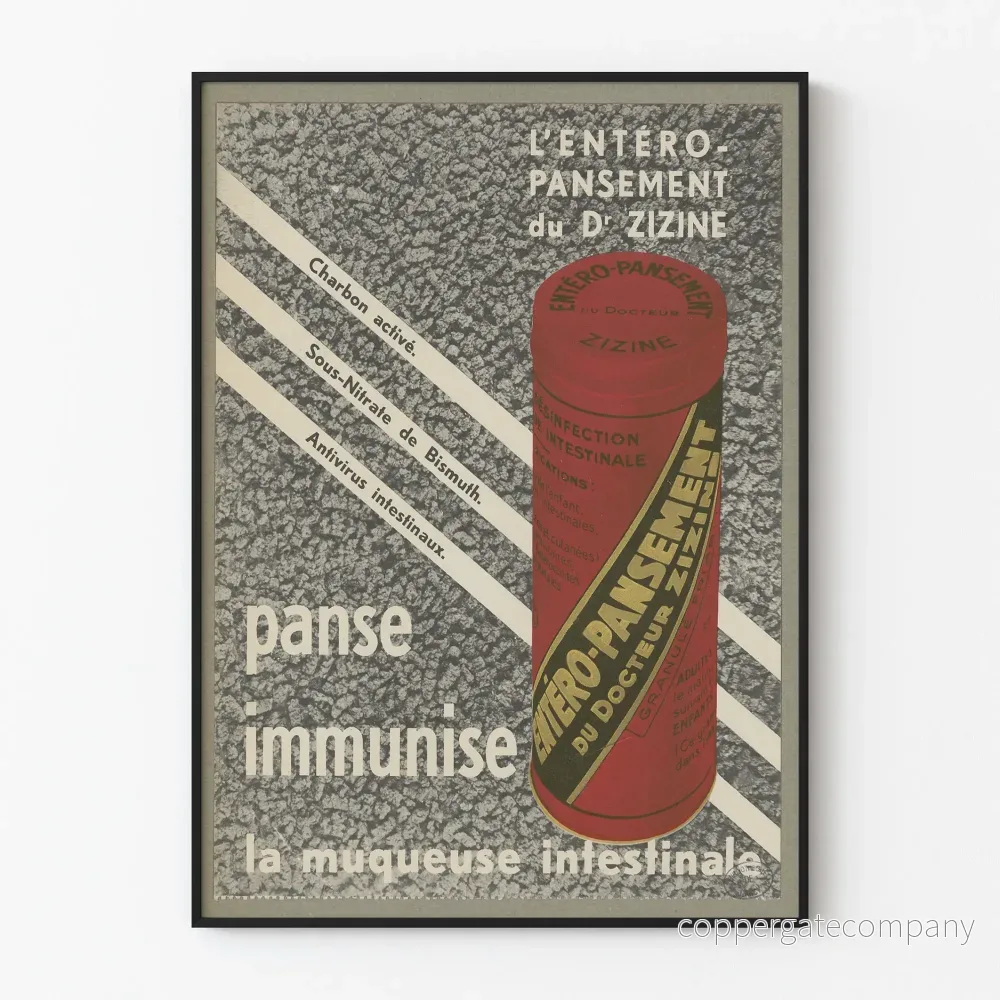 Vintageposter för Dr Zizines L'Entero-Pansement Väggdekoration