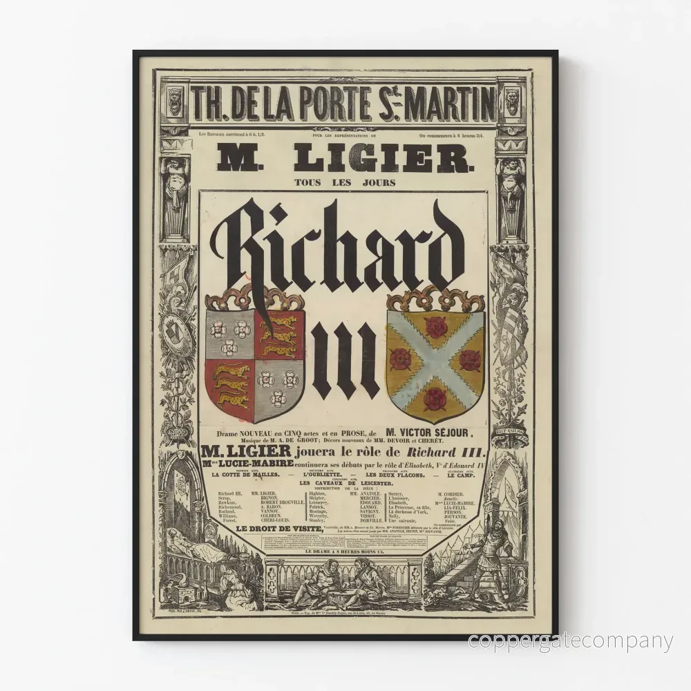 Affisch teater Porte Saint-Martin - Richard III av M. Ligier