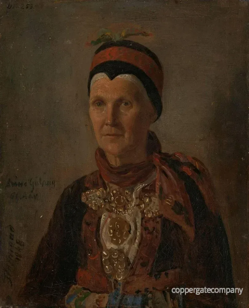 Målning Portrait av Anna Gulsvig - Adolph Tidemand | Konsttryck - Bild 2