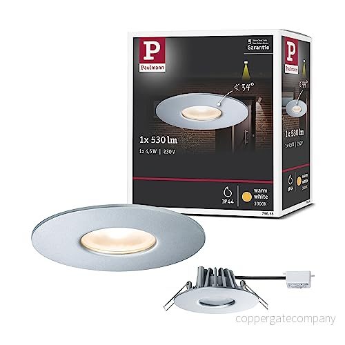 Paulmann 79666 Outdoor House LED infälld utomhusbelysning 230V belysning IP44 varmvit 4,4W 34 spotlight ultraplatt taklampa takstrålkastare 4000870796665