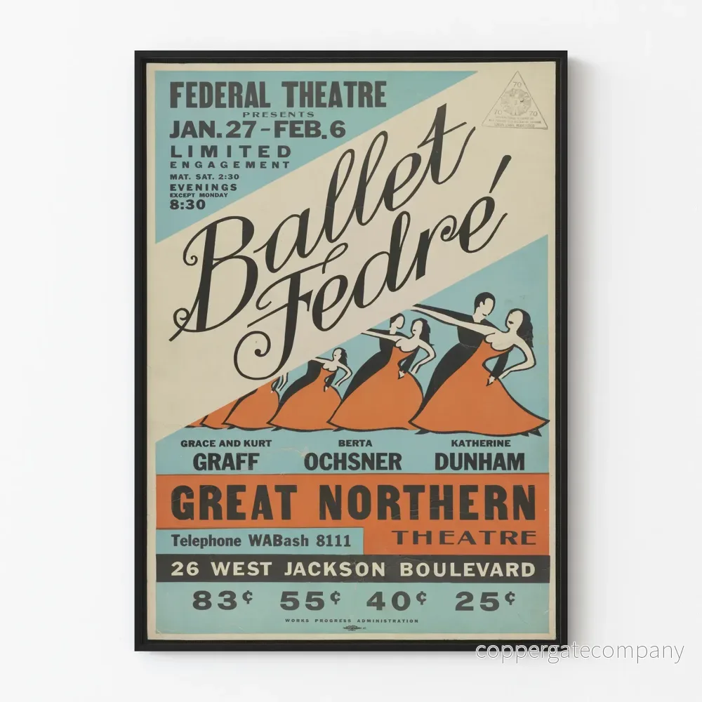 Vintageaffisch Ballet Fédéral - Väggdekoration för teater i klassisk stil
