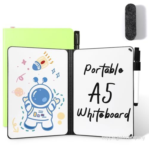 AGM Mini whiteboard grön, bärbar A5 ingen magnet liten dubbelsidig skrivning plantering, 15 x 21 cm hårt skal för kontor, skola, hem inkl. 1 markör med suddgummi 6974692051821
