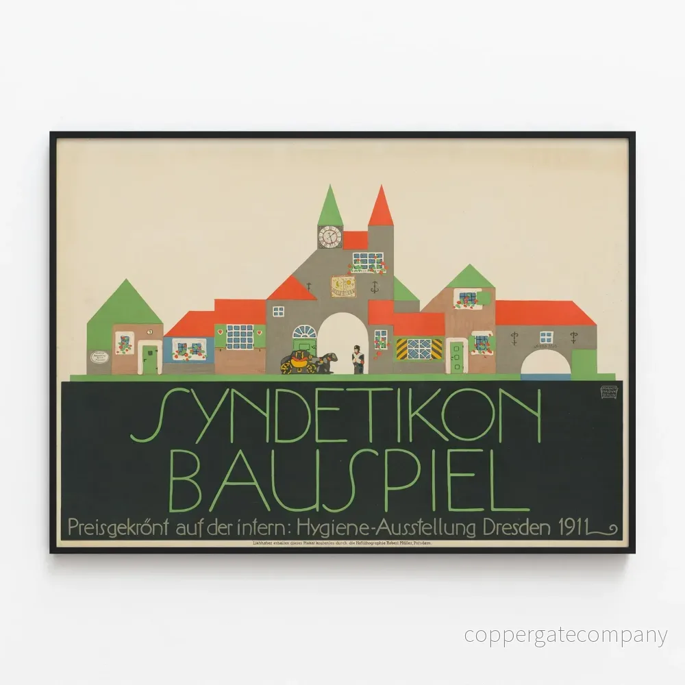 Gammal affisch Syndetikon Bauspiel – Vintage väggdekoration i Bauhausstil Gammal affisch Syndetikon Bauspiel – Vintage väggdekoration i Bauhausstil