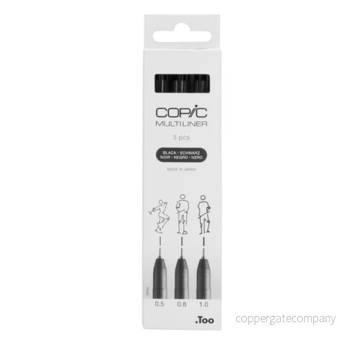 Copic Multiliner, svart, 3 pack, breda, för konst och hantverk, färgläggning, grafik, highlighter, design, anime, professionella nybörjare, konsttillbehör målarböcker 4013695266053