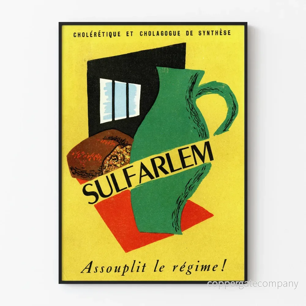 Vintage reklamposter för Sulfarlem för retro väggdekoration