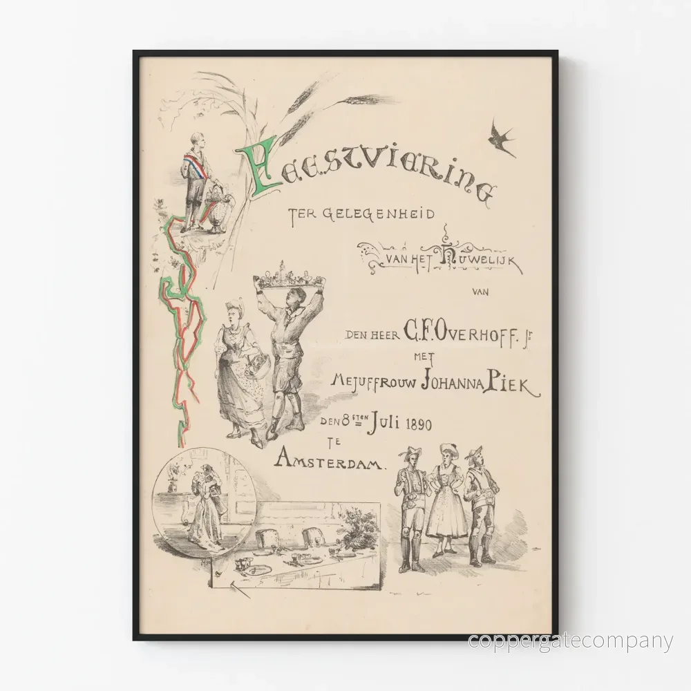 Vintageposter för bröllopsannons Amsterdam 1890