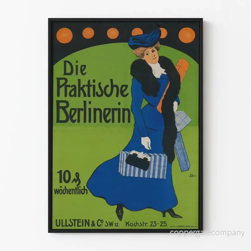 Vintageposter Die Praktische Berlinerin för väggdekoration