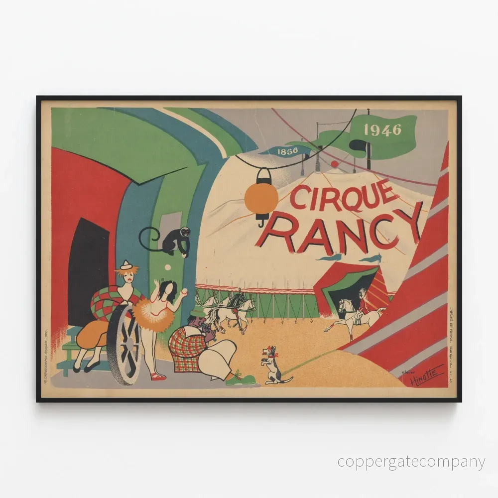 Vintage väggdekorationsaffisch av Cirque Rancy 1856-1946