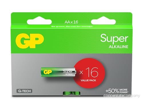 AA batterier set om 16 GP Super 1,5 V/LR06 Alkalisk Stylus Fleece Lång livslängd 4891199217036