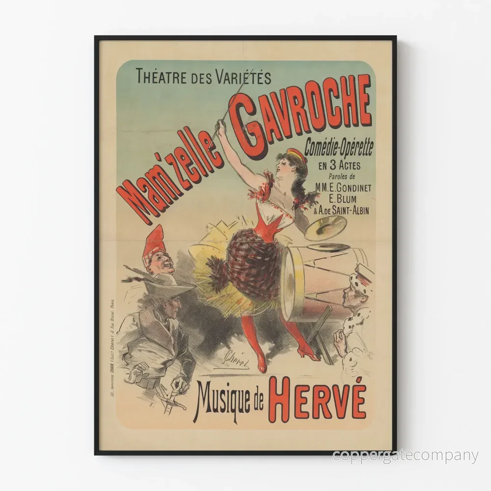 Vintageposter för komedi-operett Mam'zelle Gavroche, Théâtre des Variétés