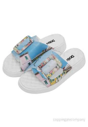 DOGO Dam veganläder blå tofflor Burano Island mönster, Material: Polyester, 37 EU 8680544272501