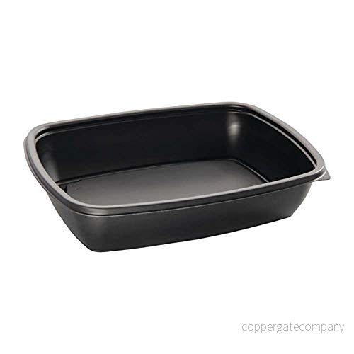 Fastpac DE763 Medium rektangulär matbehållare, 900 ml kapacitet, 48 mm x 168 230 mm, svart, paket med 300 5410508200508