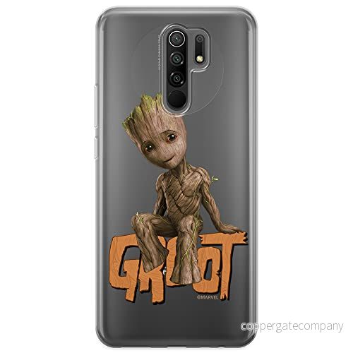 ERT GROUP mobiltelefonfodral för Xiaomi REDMI 9 originalt och officiellt licensierat Marvel mönster Groot 005 optimalt anpassad till formen på mobiltelefonen, gedeeltelijk transparant 5904805355004