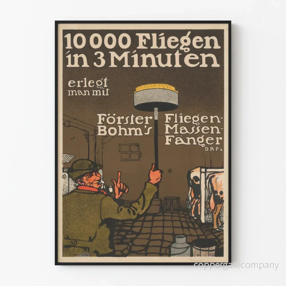 Vintageposter för flugfälla Förster Bohm's