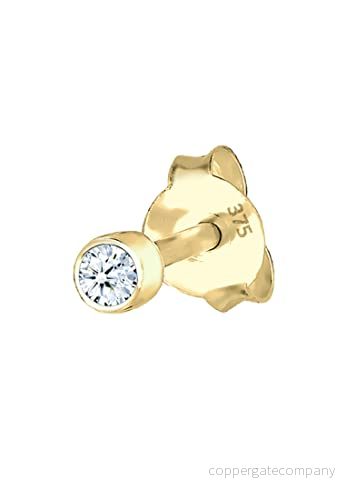 Elli kvinnor 9 ct (375) Gult guld fyrkantig diamant, guld, Diamant 4050878567378