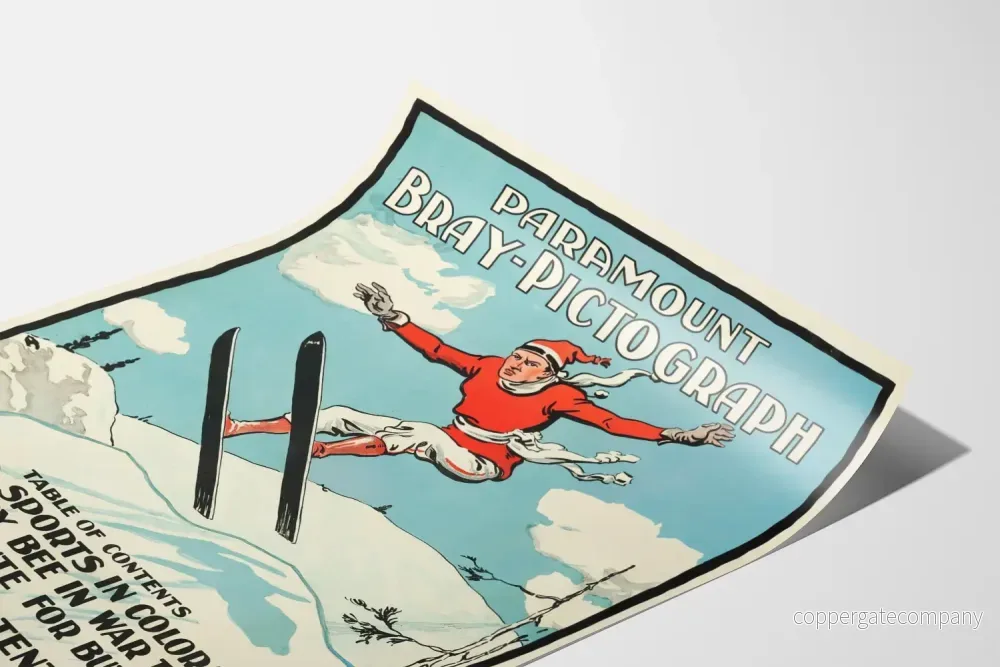 Vintageposter för skidåkning Paramount Bray-Pictograph 1920-talet - Bild 3