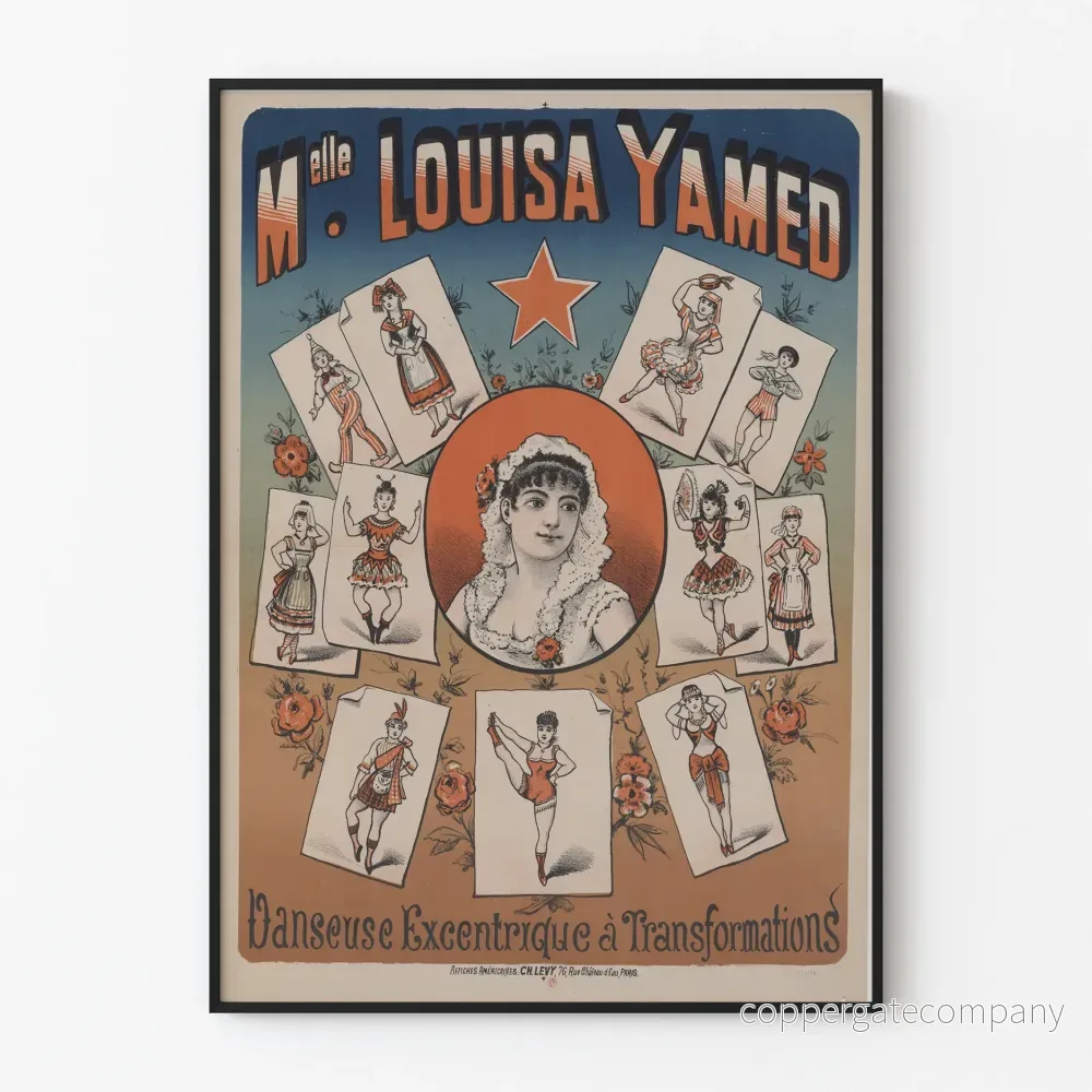 Vintageposter Melle Louisa Yamed Dansös med Förvandlingar