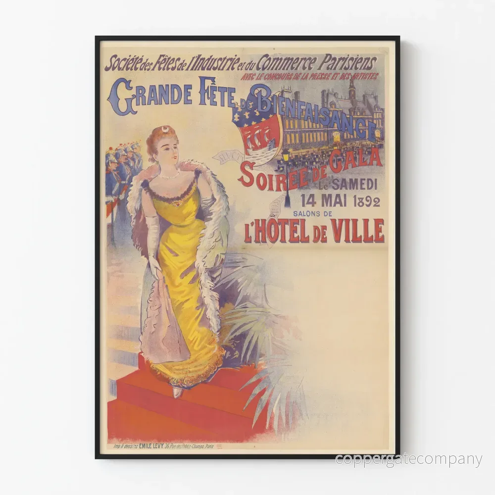 Vintageposter från galakvällen på stadshuset 1892