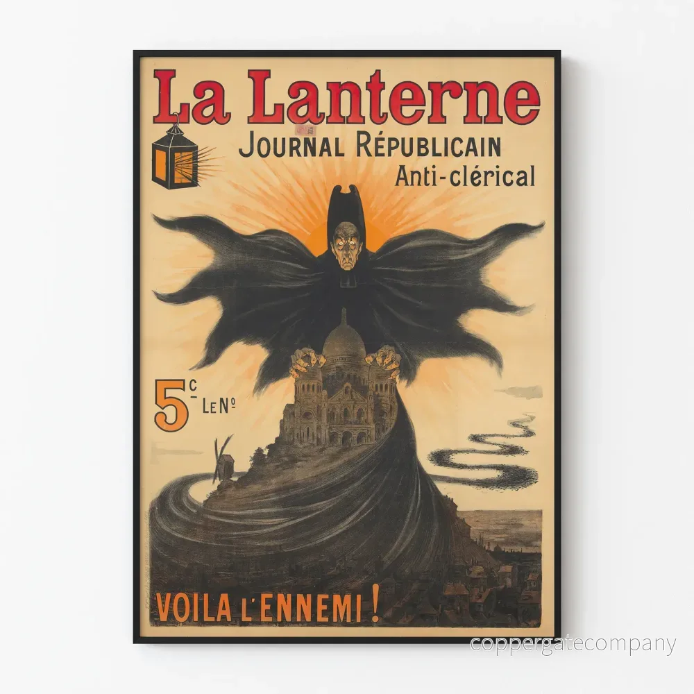 Vintageposter La Lanterne Journal Républicain Anti-klerikal