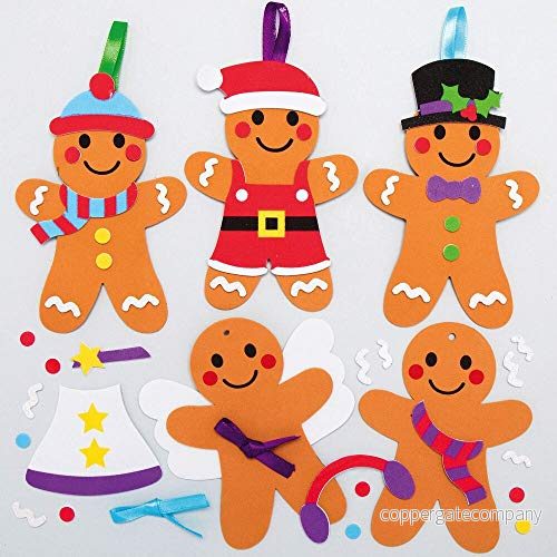 Baker Ross Pepparkaksgubbe mix och matchningskit 8 pack, julkonst hantverk juldekorationer för barn (AX357) 5051174109582