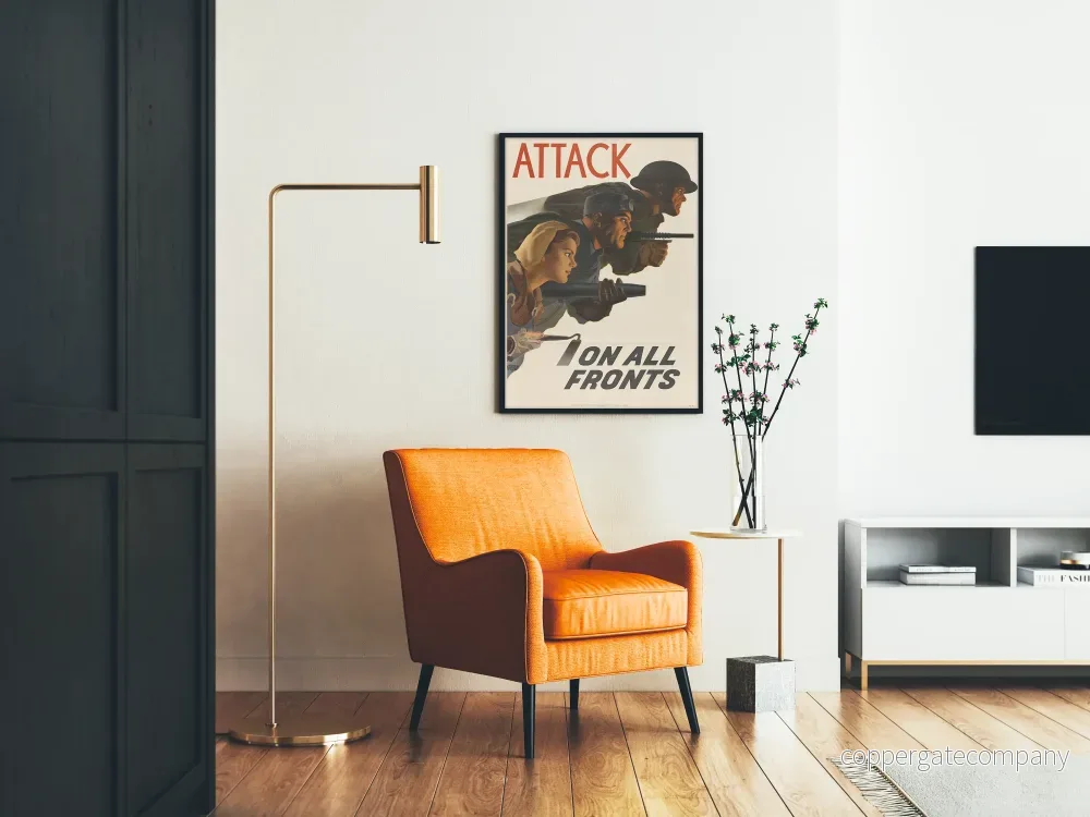 Vintage poster för dekorativt bruk "Attack on All Fronts" - Bild 2