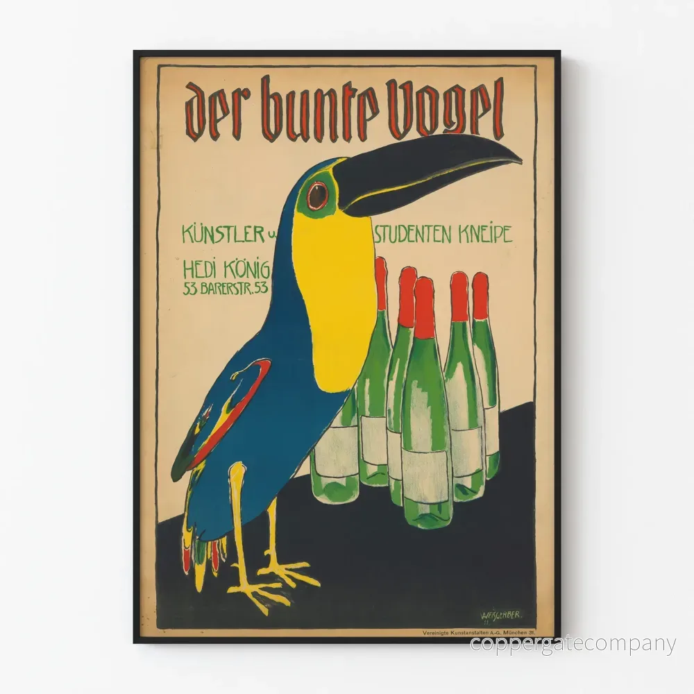 Väggposter Der Bunte Vogel - Färgglad och vintage design för konstnärlig inredning