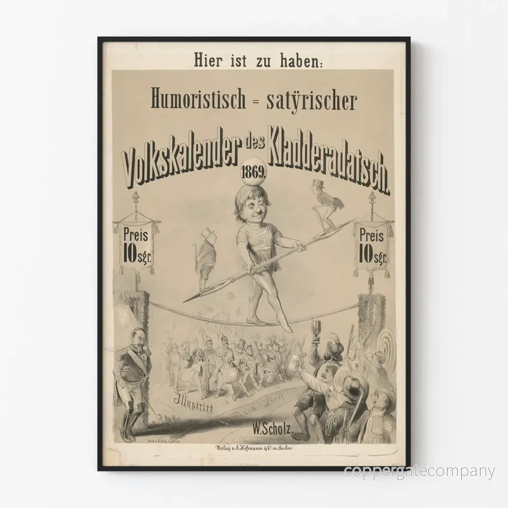 Vintage humoristisk poster Volkskalender 1869