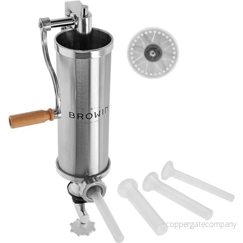 BROWIN® Manuell korvstoppare i rostfritt stål 311007 2,5 kg vertikal korvmaskin korvstoppningsmaskin för kök och restauranger korvpress maskin hemlagad korv, Cevapcici & cannelloni 5908277715175