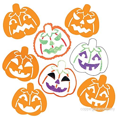 Baker Ross FE755 Pumpa stenciler paket med 8, Halloween pysseltillbehör, tvättbara för barn att dekorera kort, bilder, målning och tryckprojekt 5051174122635