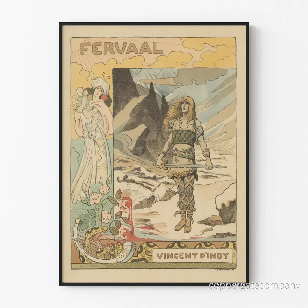 Vintageposter Fervaal av Lucien Métivet - Konstnärlig väggdekoration