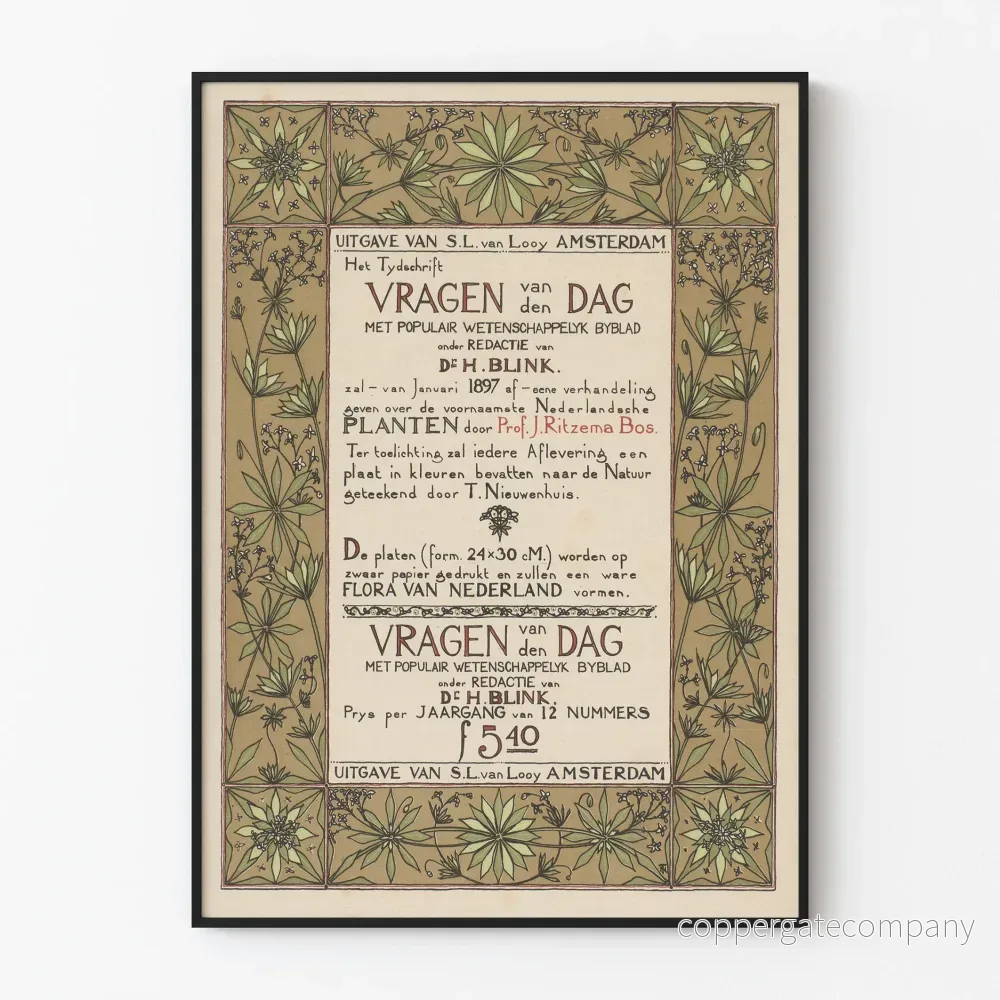 Väggposter med botanisk vintage-stil Vragen van den Dag