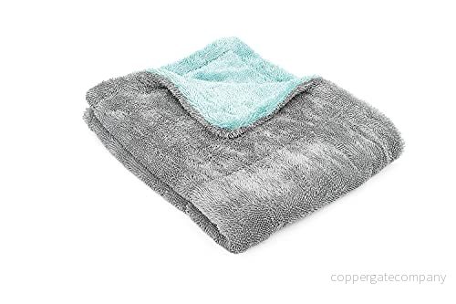 The Rag Company Liquid8r Absorberande 70/30 blandning mikrofiber torkhandduk för bilar, lastbilar, SUV:ar, säker detaljer + repfri, vridögla, 1100 gsm, 20 tum x 24 tum, Aqua blå/grå 810014141114
