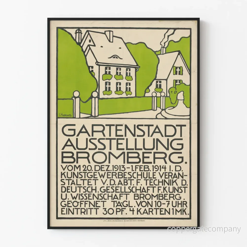 Vintageaffisch utställning Gartenstadt Bromberg 1913–1914
