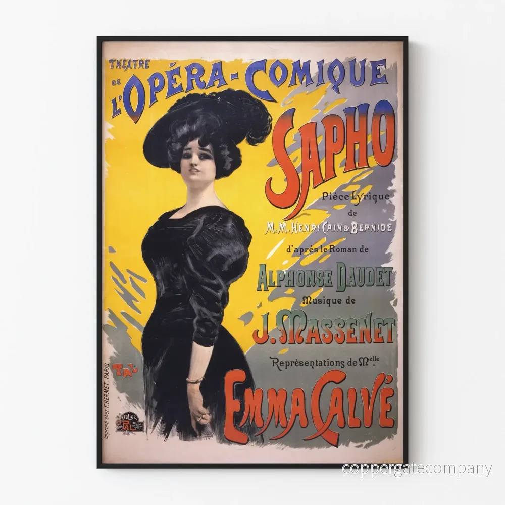 Vintageposter av Théâtre de l'Opéra-Comique Sapho väggdekoration