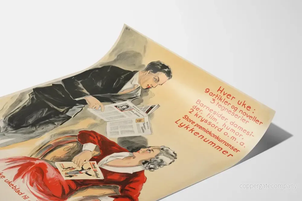 Vintage reklamposter Norsk Ukeblad för väggdekoration - Bild 3