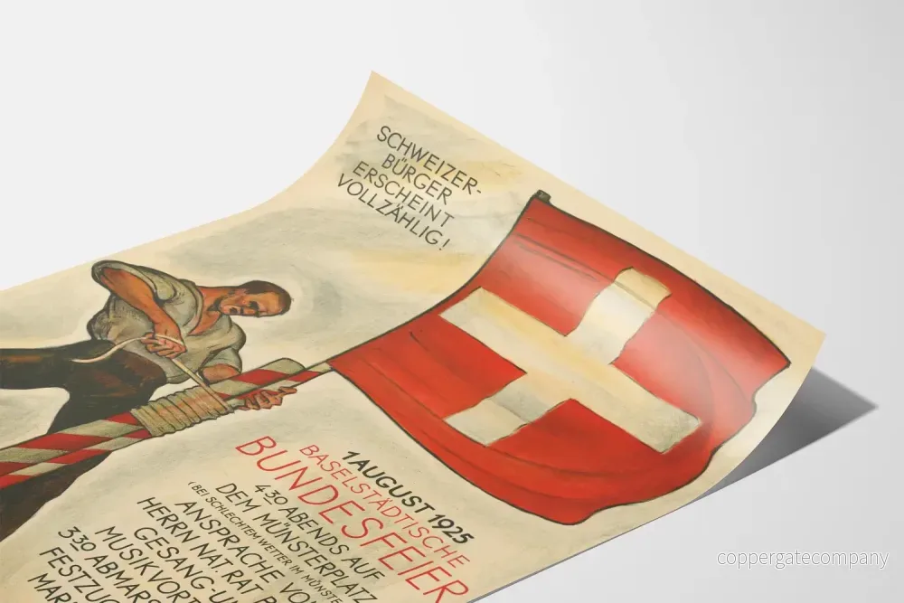 Vintage schweizisk poster för nationaldagen 1925 väggdekoration - Bild 3