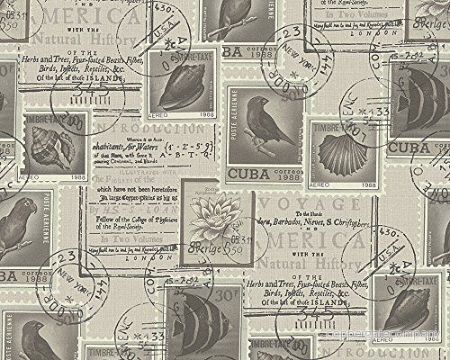 A.S. Création tapet dekor natur, mönstertapet resa världen, färgglad, Creme, 958991 natur Braun, Schwarz 4051315106815