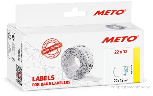 Original Meto prisetiketter (22x12 mm, 6000 stycken, vit, multifunktion permanent fryst, för Meto, Contact, Sato, Avery, Tovel, etc.) 4058096553630