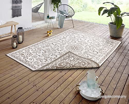 NORTHRUGS Leyte Matta för inomhus och utomhus, 160 x 230 cm, vändbar matta, väderbeständig, orientalisk vintagedesign, löpare balkong, terrass, trädgård, vinterträdgård, vardagsrumsmatta, 4260770245582
