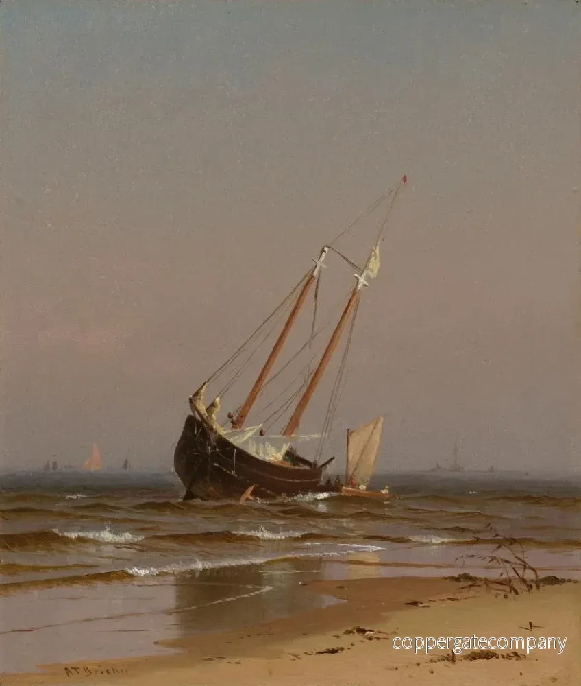 Målning Landskapsmålning maritim: båt strandad på Salisbury-stranden - Alfred Thompson Bricher | Konsttryck - Bild 2
