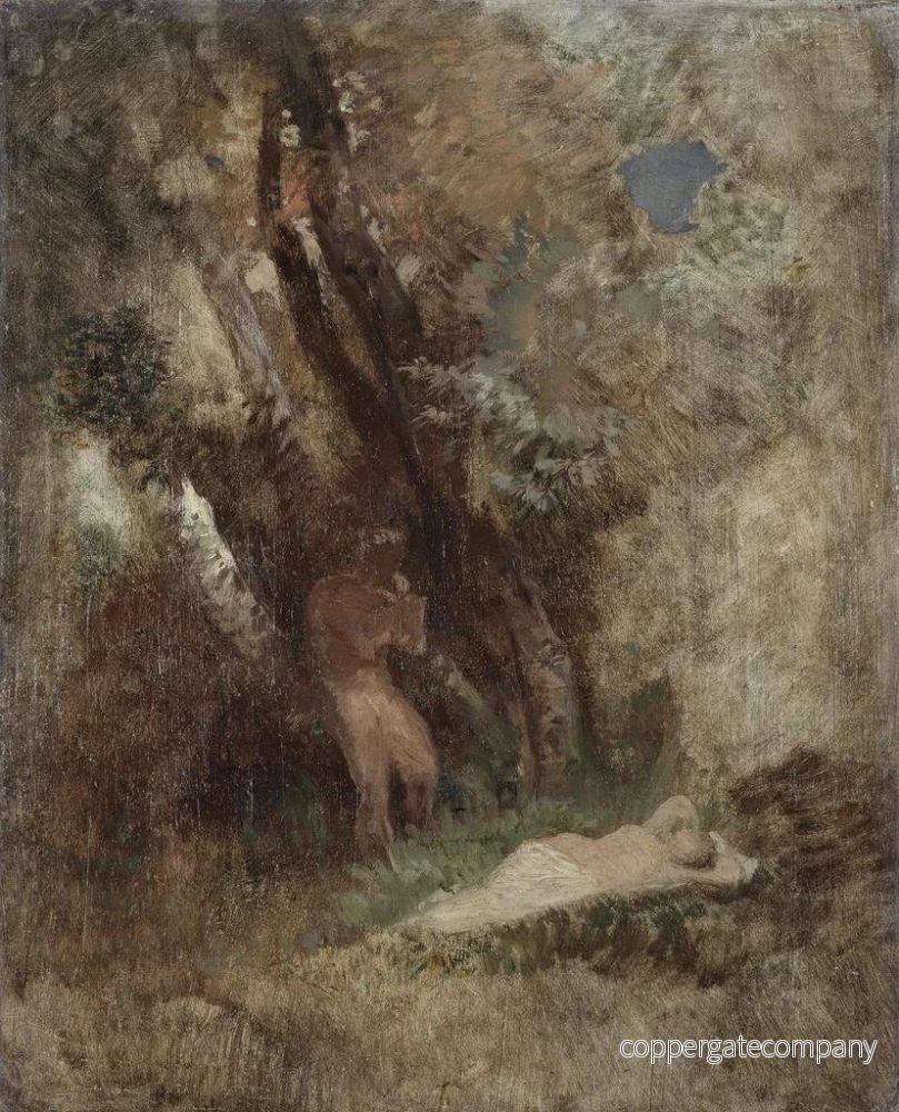 Målning Faune och nymf i skogen - Arnold Böcklin | Konsttryck - Bild 2