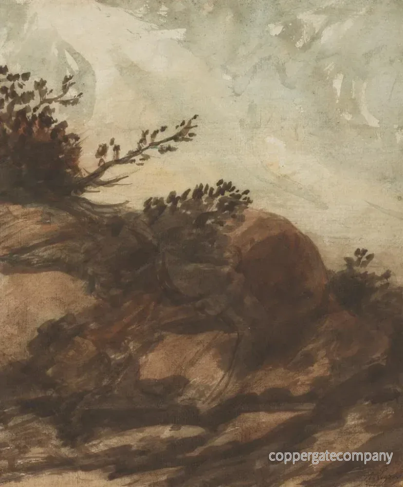 Målning Solnedgång över kullen - Alphonse Legros | Konsttryck - Bild 2