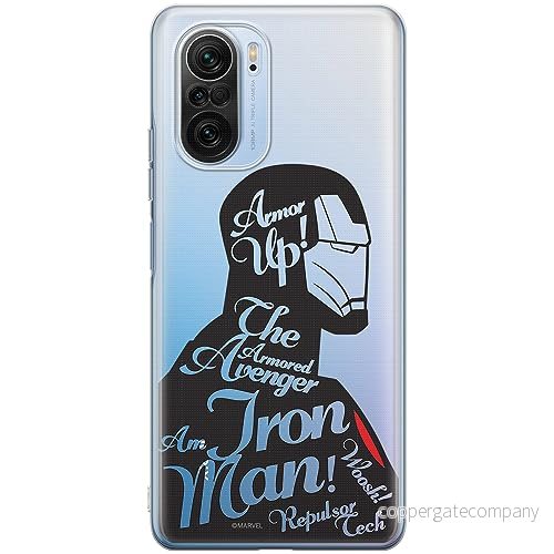 ERT GROUP mobiltelefonfodral för Xiaomi MI 11i/ REDMI K40/K40 PRO/POCO F3/ F3 PRO originalt och officiellt licensierat Marvel mönster Iron Man 010, gedeeltelijk transparant 5905511894894