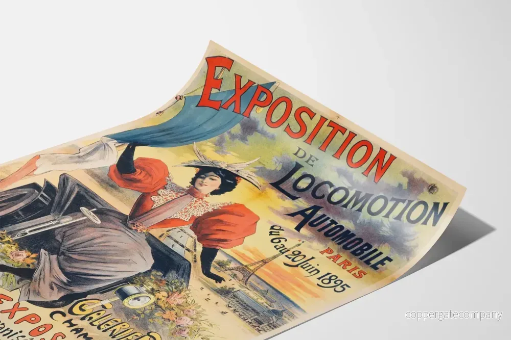 Vintageposter för utställningen av automobilens rörelse i Paris 1895 - Bild 3