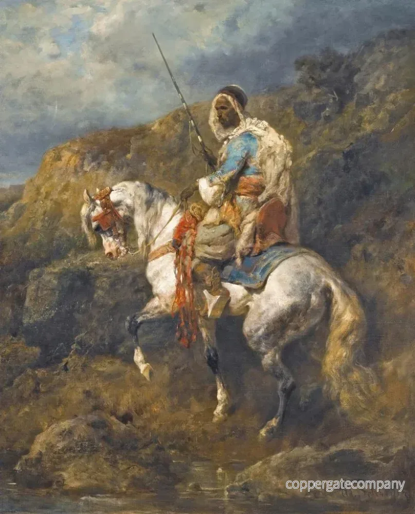 Målning Cavalier arabe - Adolf Schreyer - Bild 2