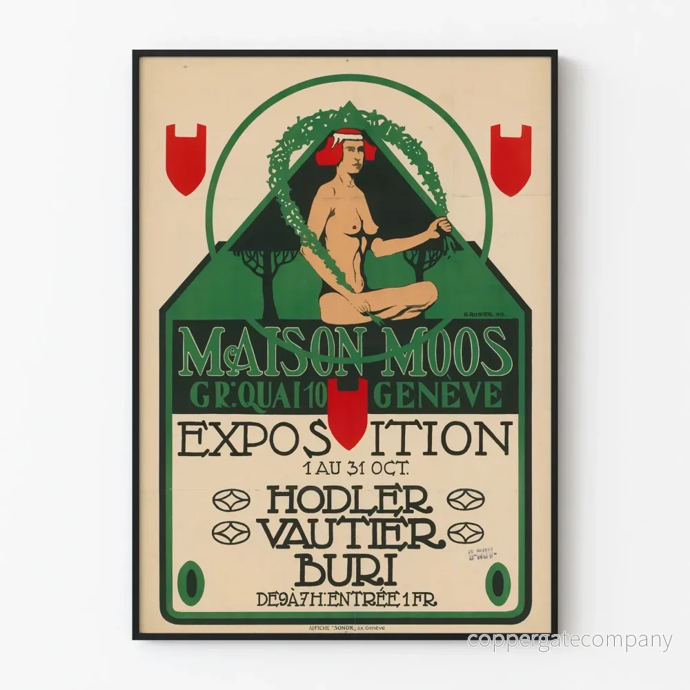 Art Déco-affisch utställning Maison Moos Genève 1913 Art Déco-affisch utställning Maison Moos Genève 1913