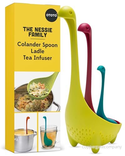 OTOTO The Nessie Family Suppenschöpfer und Teesieb Set Langlebige Silikon Suppenschöpfer, Sieb zum Kochen & 100% lebensmittelecht, BPA frei Schöpflöffel Hitzebeständig Fun Kitchen 7290015168410
