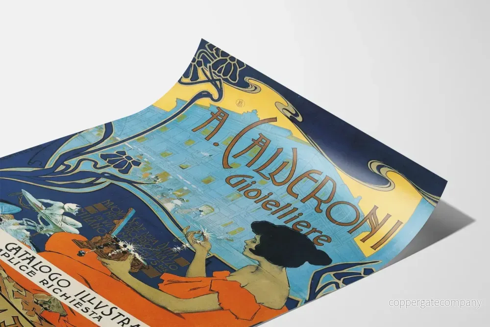 Art Nouveau-annonseringsposter A. Calderoni juvelerare i Milano - Bild 3